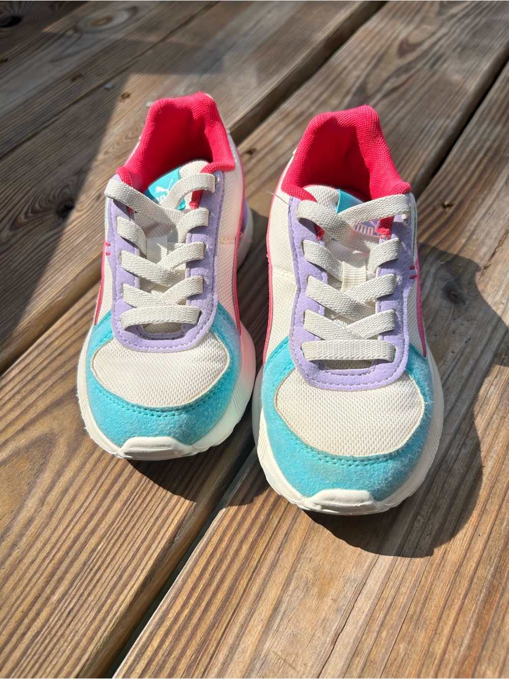 🌈 PUMA Toddler Girls Sneakers | Size 12C | Purple, Pink & Turquoise | SoftFoam